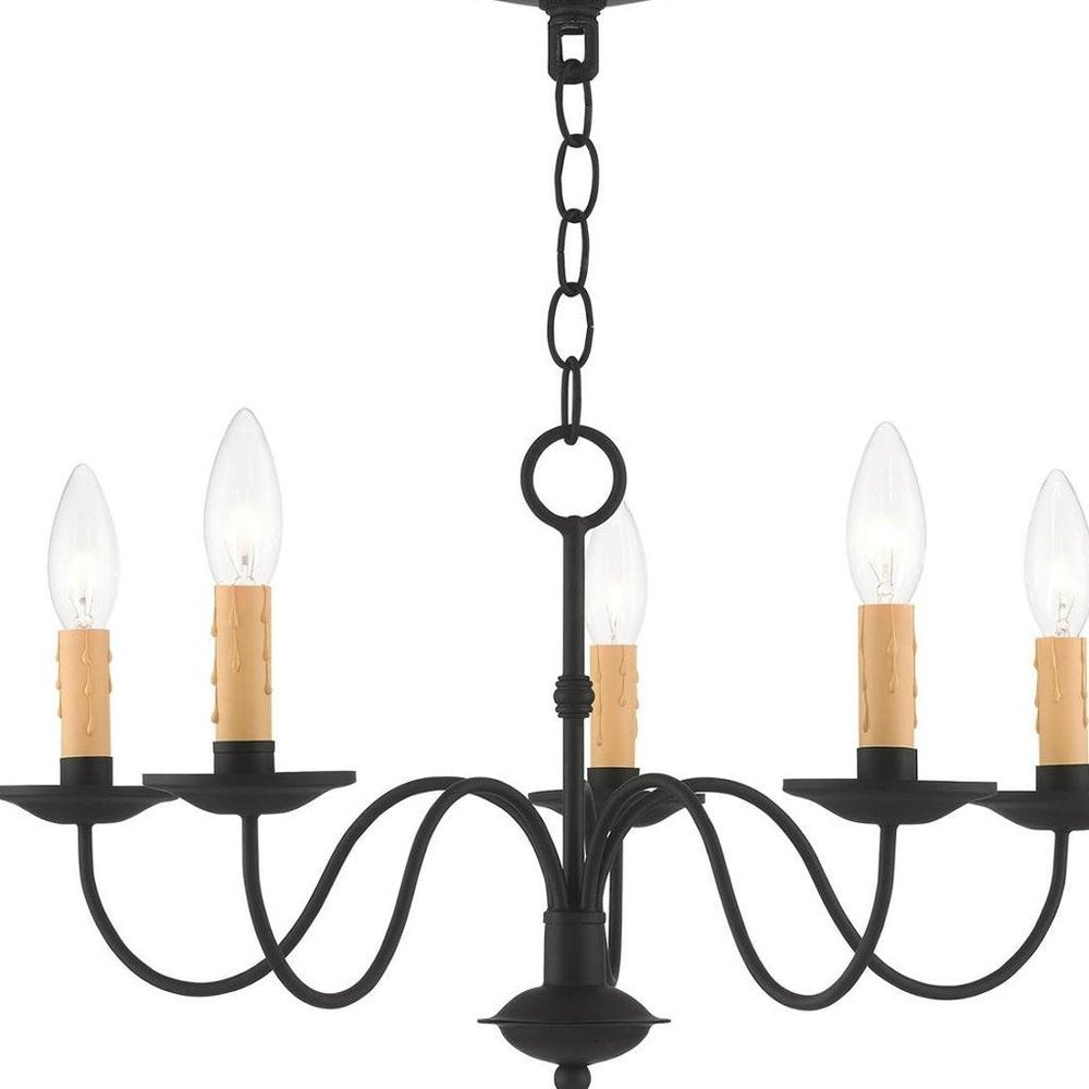 Black Five Light Dimmable Chandelier With Shades