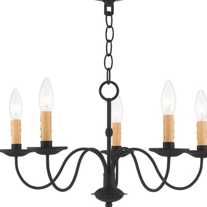 Black Five Light Dimmable Chandelier With Shades