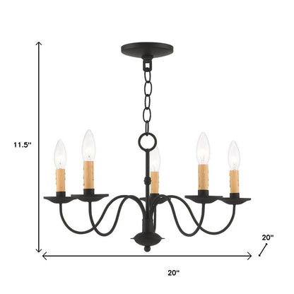 Black Five Light Dimmable Chandelier With Shades