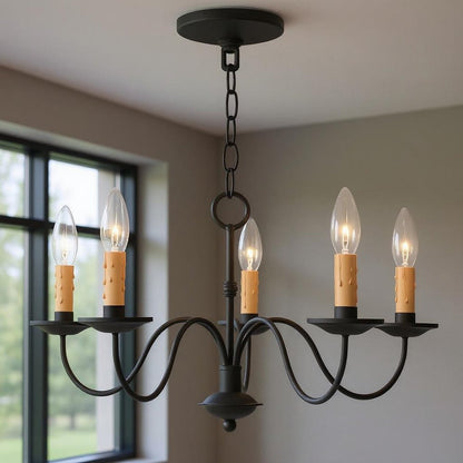 Black Five Light Dimmable Chandelier With Shades