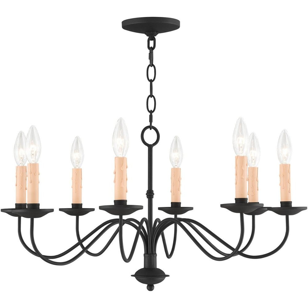 Black Eight Light Dimmable Chandelier With Shades