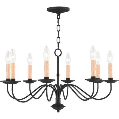 Black Eight Light Dimmable Chandelier With Shades