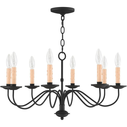 Black Eight Light Dimmable Chandelier With Shades