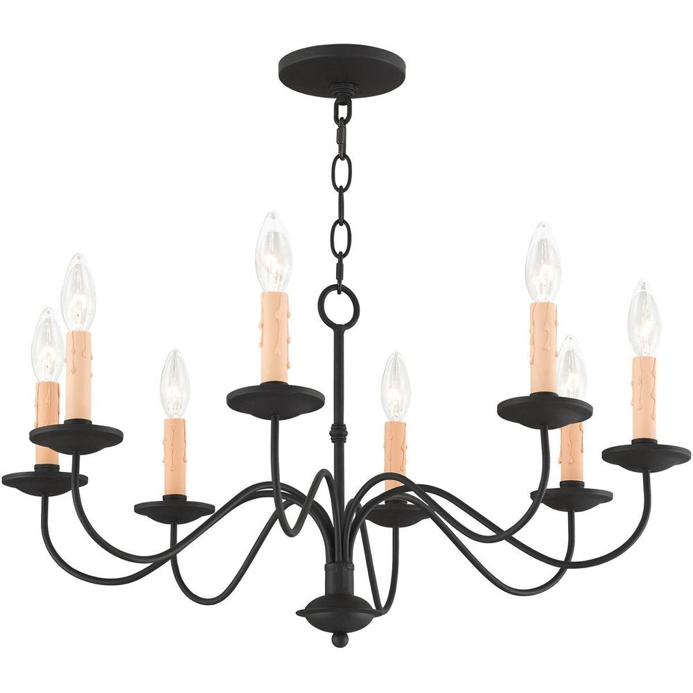 Black Eight Light Dimmable Chandelier With Shades