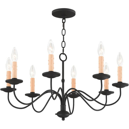 Black Eight Light Dimmable Chandelier With Shades