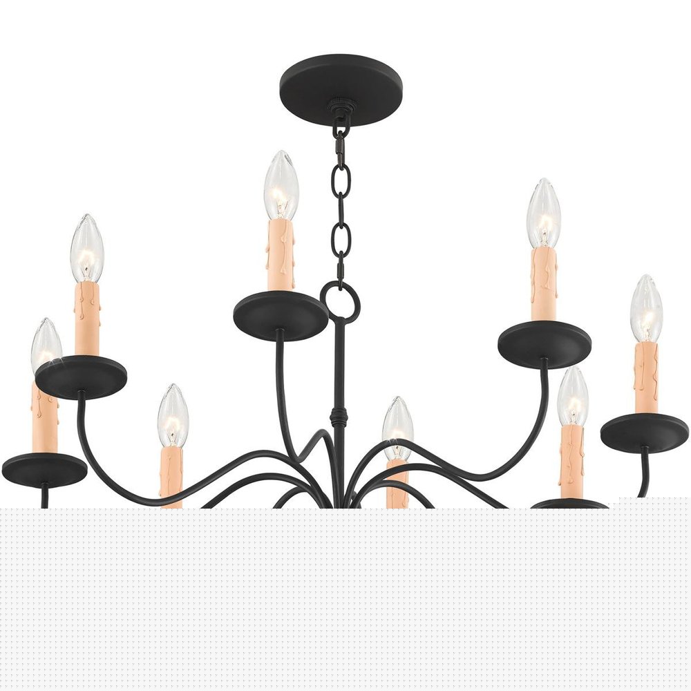 Black Eight Light Dimmable Chandelier With Shades