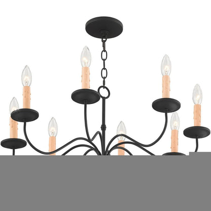 Black Eight Light Dimmable Chandelier With Shades