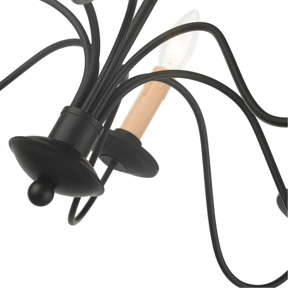 Black Eight Light Dimmable Chandelier With Shades