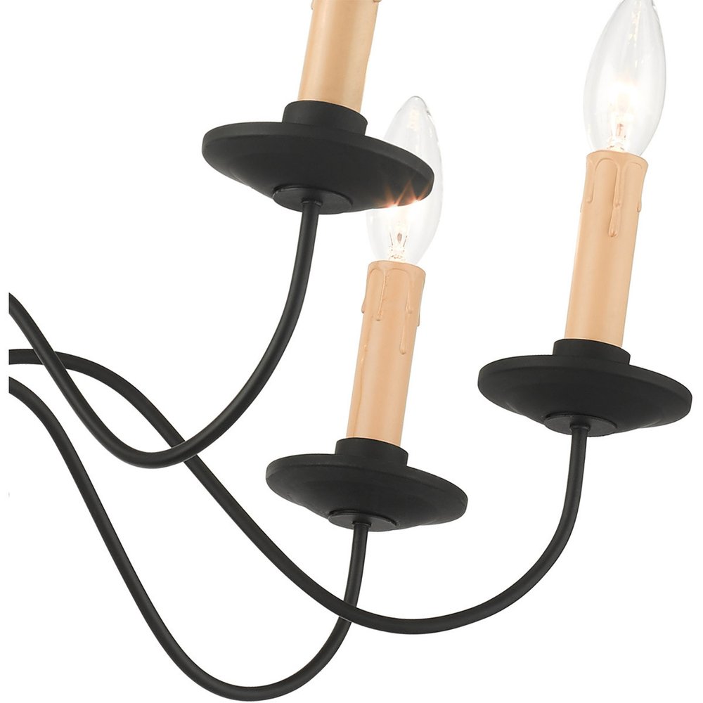 Black Eight Light Dimmable Chandelier With Shades