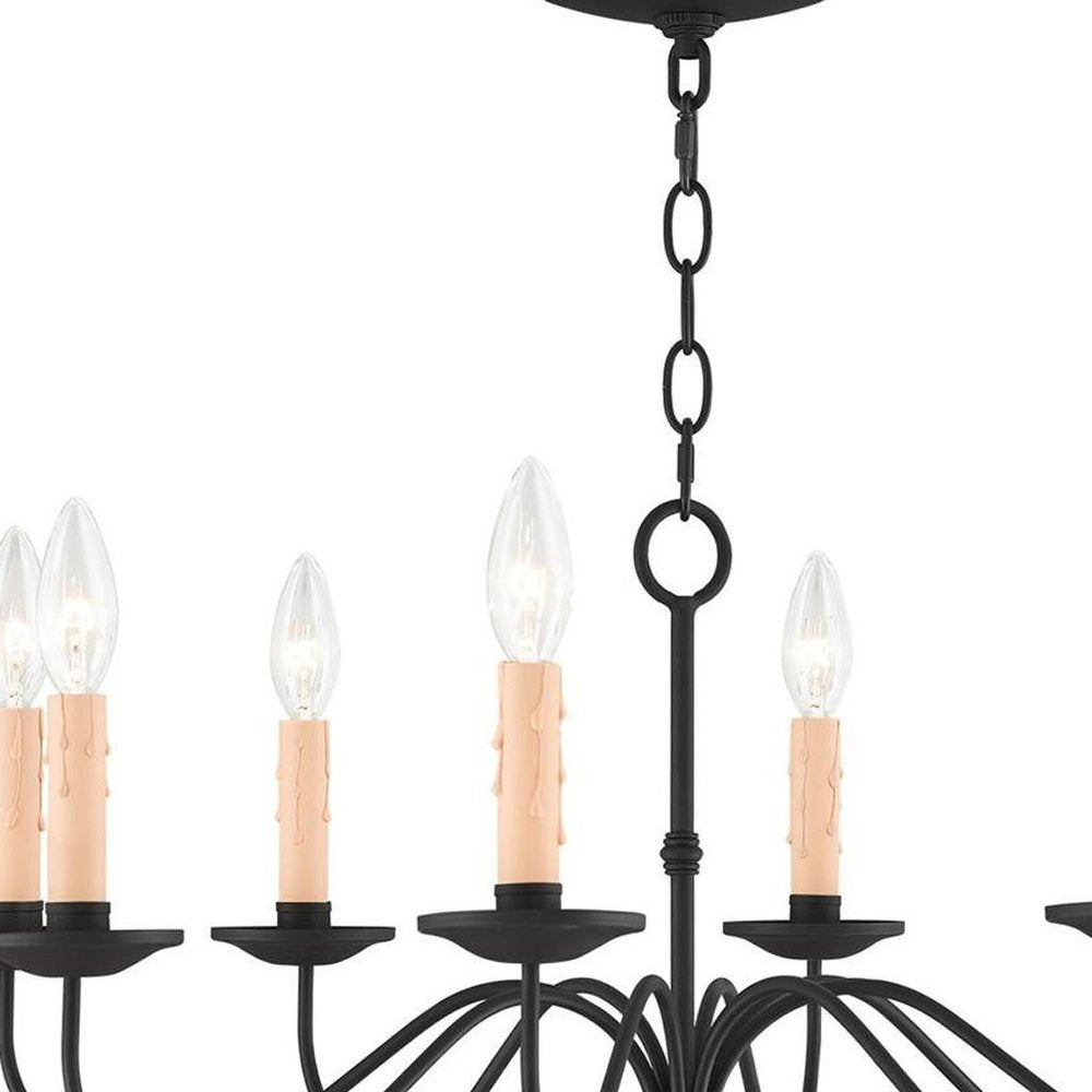Black Eight Light Dimmable Chandelier With Shades