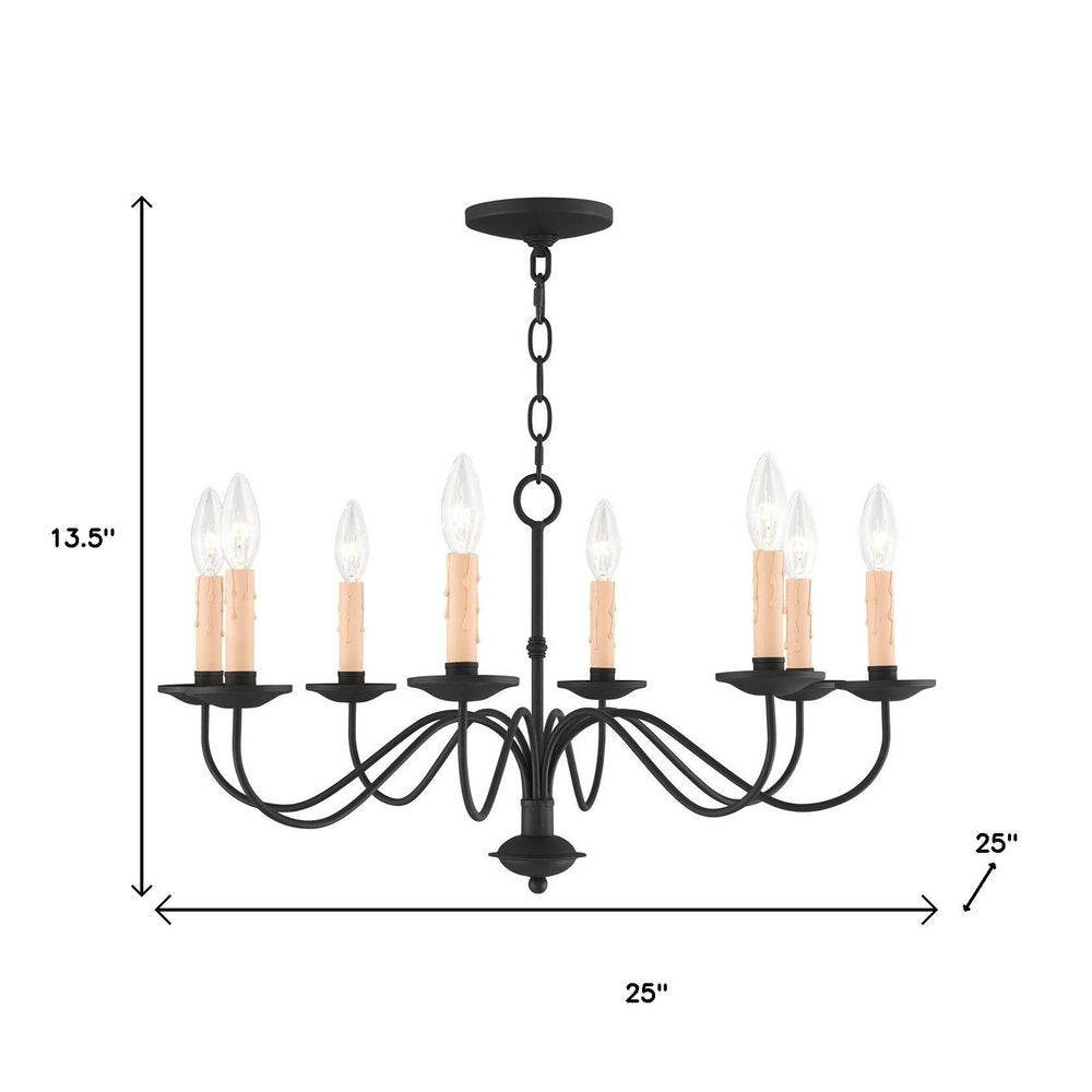 Black Eight Light Dimmable Chandelier With Shades