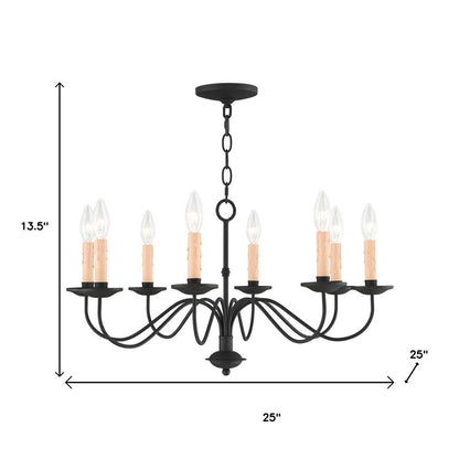 Black Eight Light Dimmable Chandelier With Shades