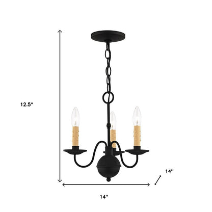 Black Three Light Dimmable Chandelier With Shades
