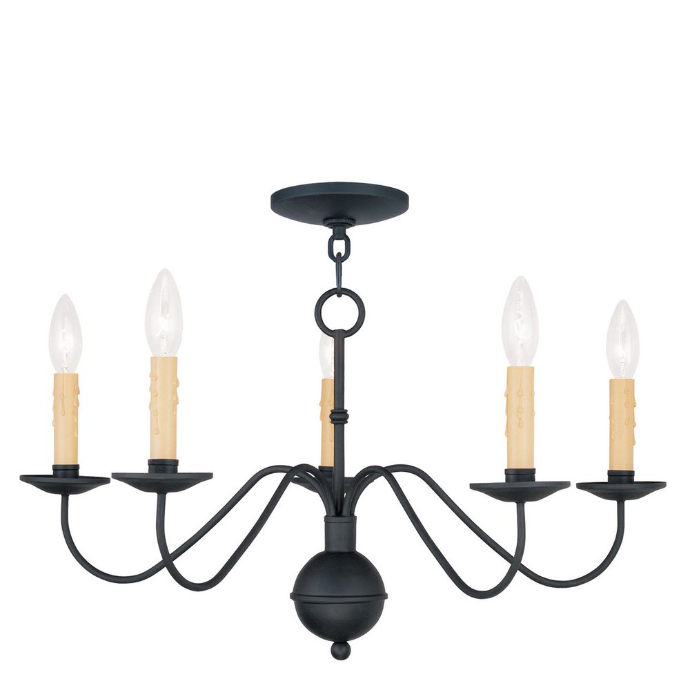 Black Five Light Dimmable Chandelier With Shades