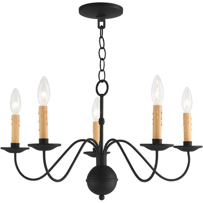 Black Five Light Dimmable Chandelier With Shades
