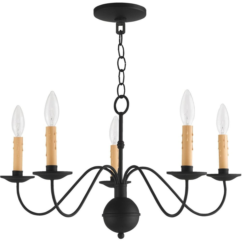 Black Five Light Dimmable Chandelier With Shades