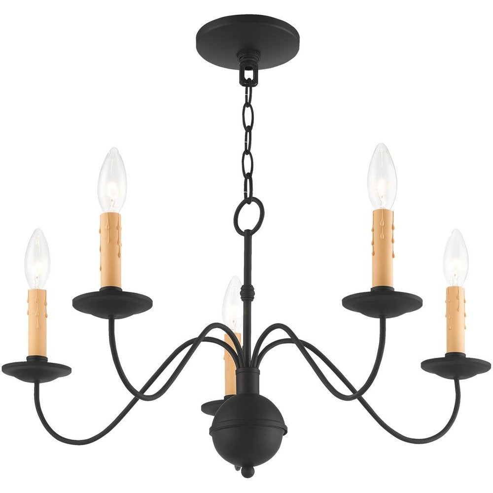 Black Five Light Dimmable Chandelier With Shades