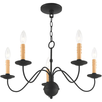 Black Five Light Dimmable Chandelier With Shades