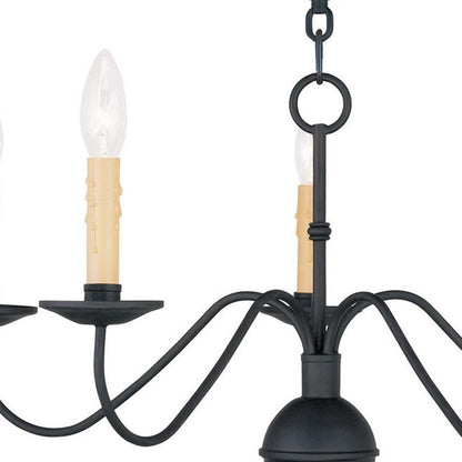 Black Five Light Dimmable Chandelier With Shades