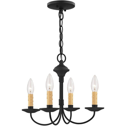 Black Four Light Dimmable Chandelier With Shades