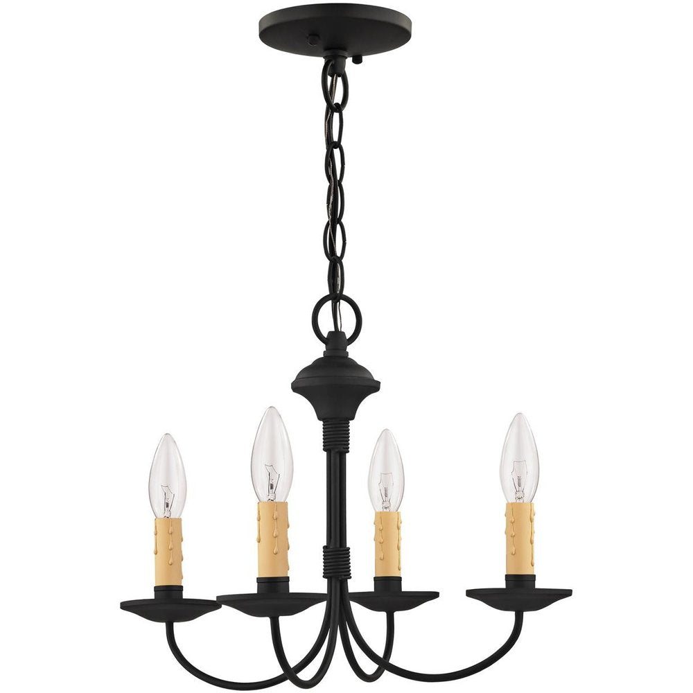 Black Four Light Dimmable Chandelier With Shades