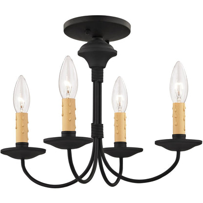 Black Four Light Dimmable Chandelier With Shades