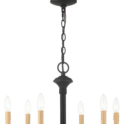 Black Six Light Dimmable Chandelier With Shades