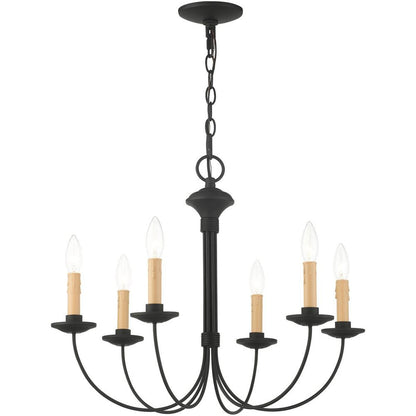 Black Six Light Dimmable Chandelier With Shades
