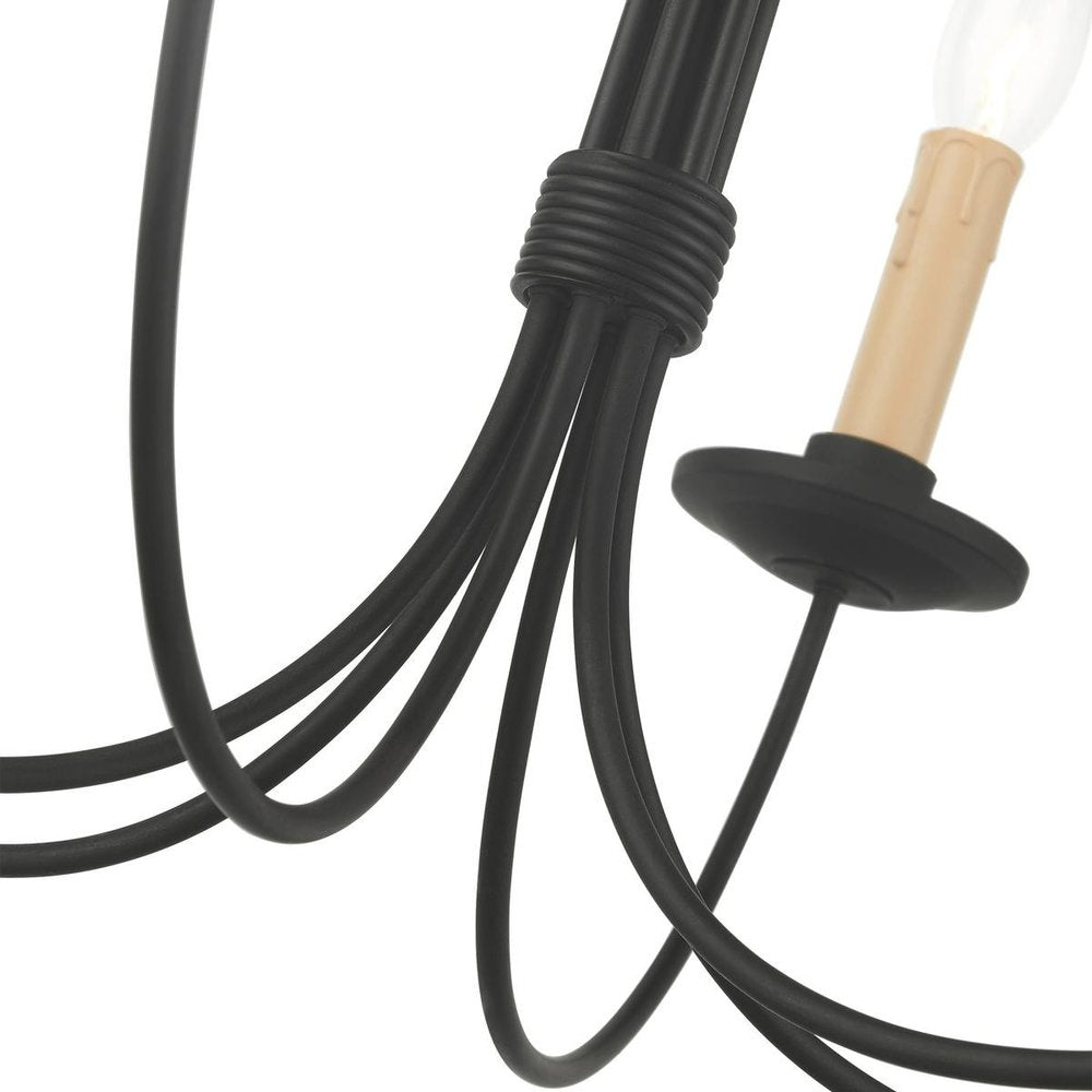 Black Six Light Dimmable Chandelier With Shades