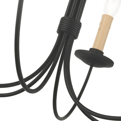 Black Six Light Dimmable Chandelier With Shades