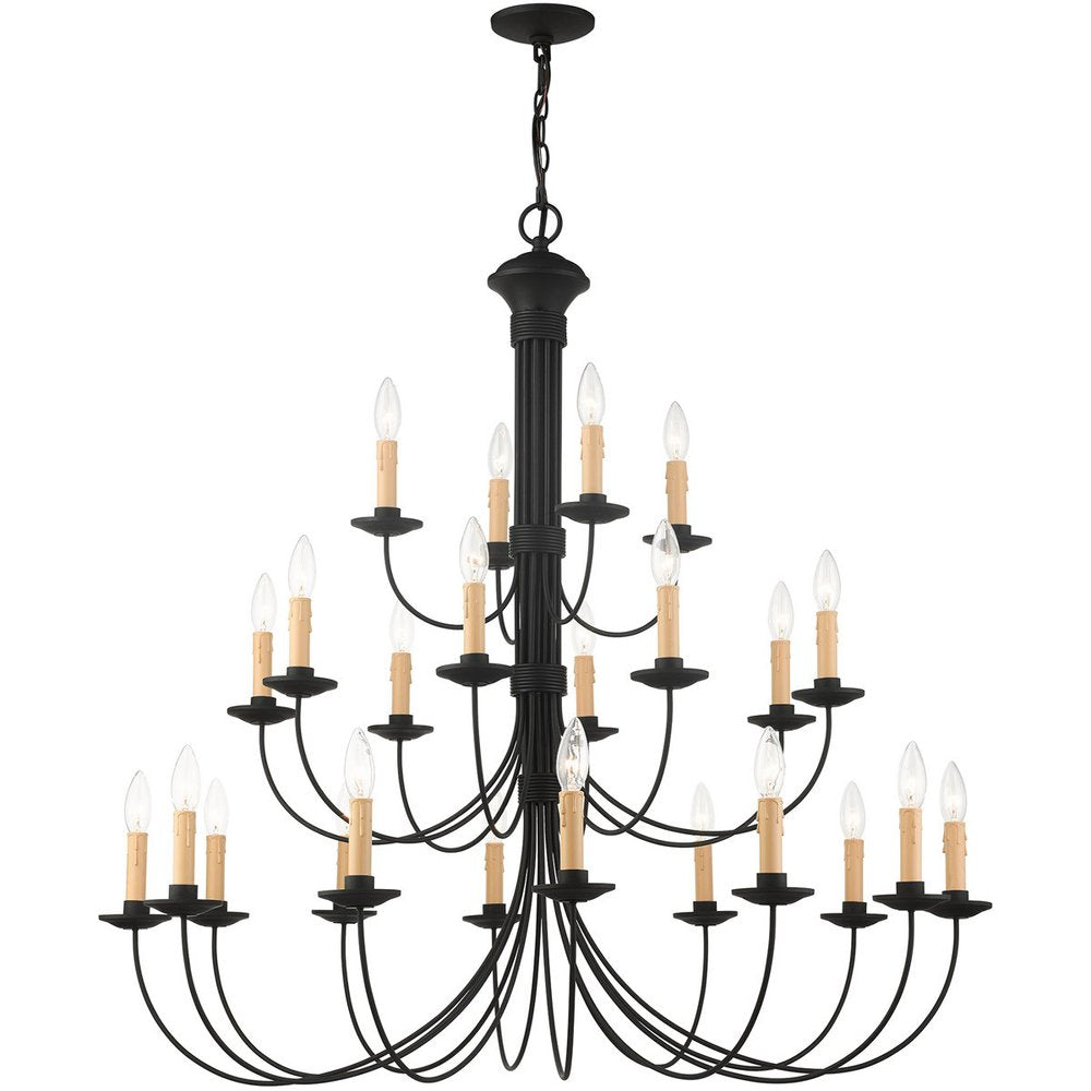 Black Multi Light Dimmable Chandelier With Shades