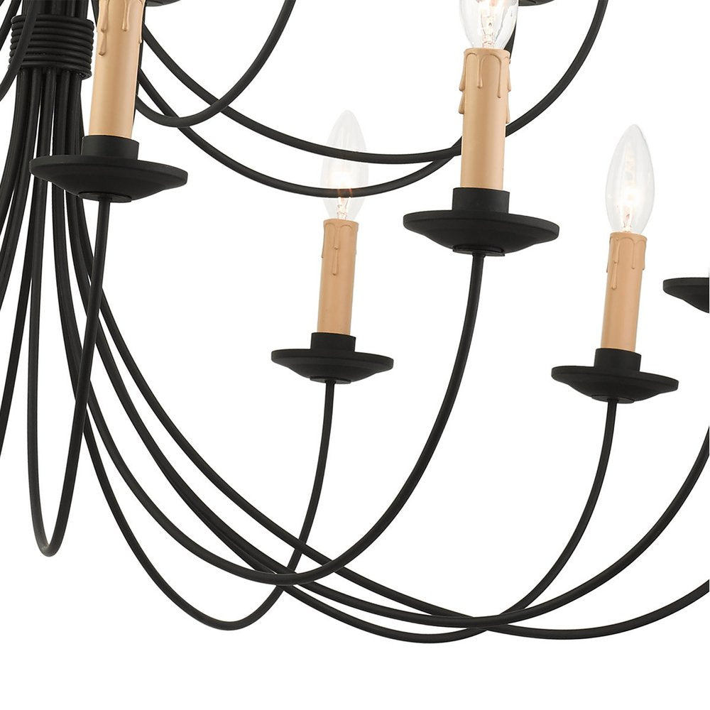 Black Multi Light Dimmable Chandelier With Shades