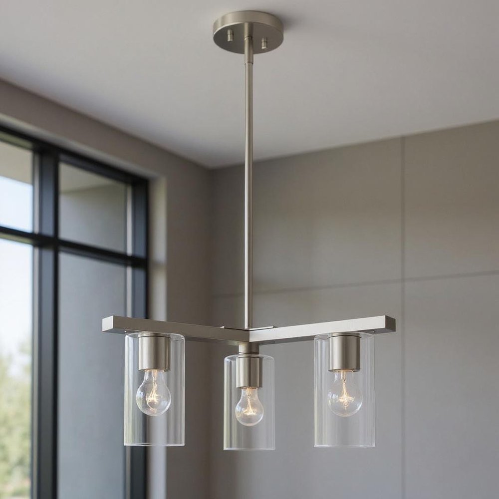 Three Light Dimmable Chandelier With Shades