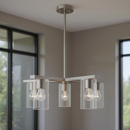 Five Light Dimmable Chandelier With Shades