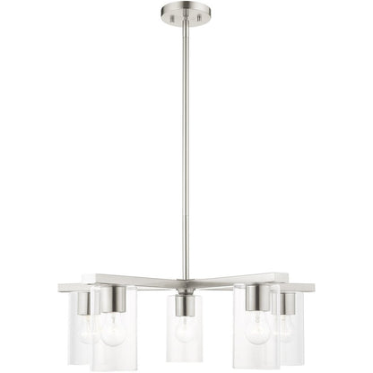 Five Light Dimmable Chandelier With Shades