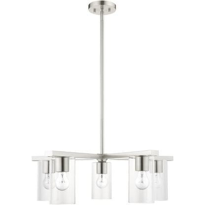 Five Light Dimmable Chandelier With Shades