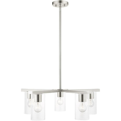 Five Light Dimmable Chandelier With Shades