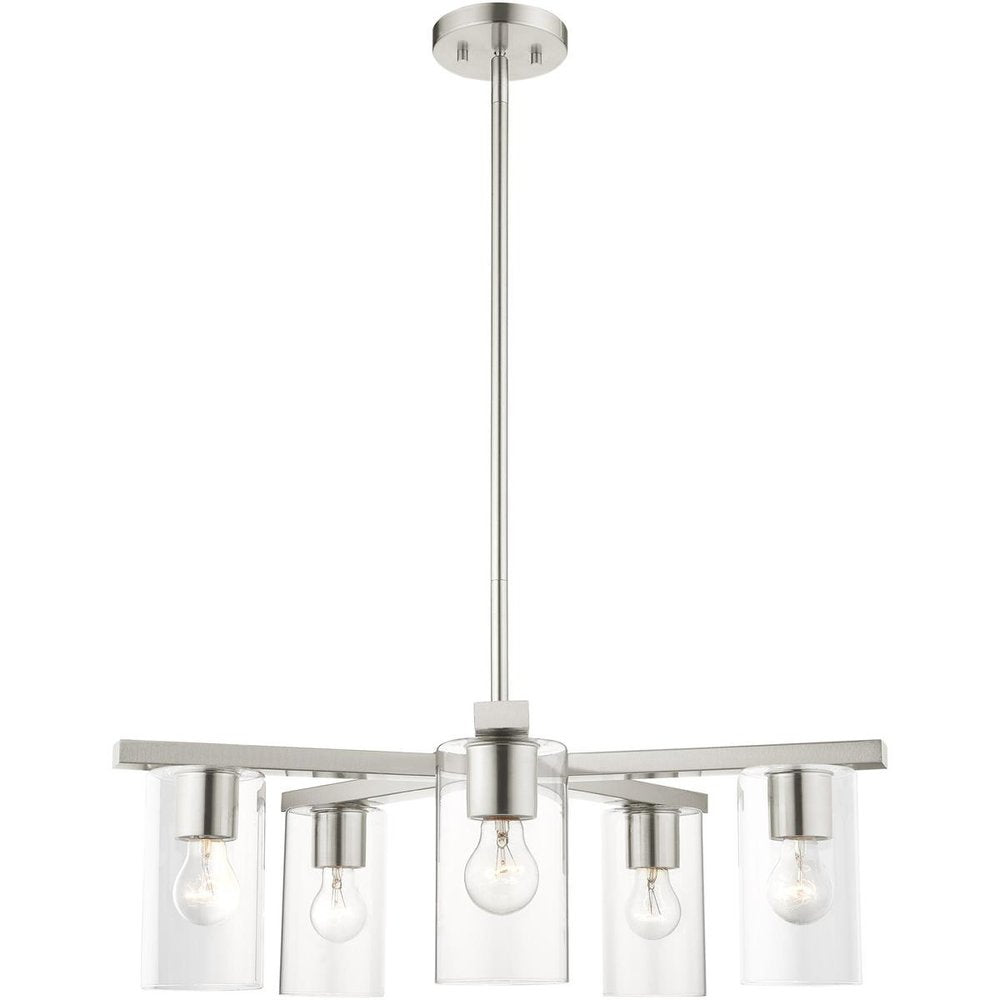Five Light Dimmable Chandelier With Shades