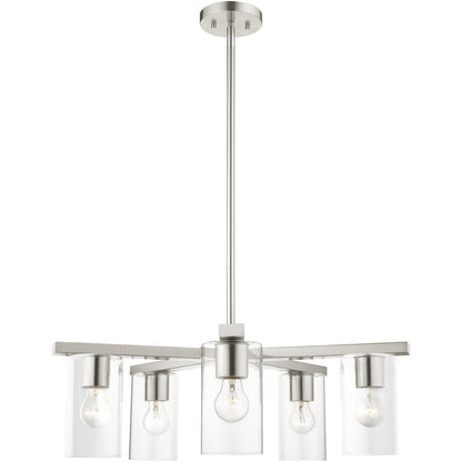 Five Light Dimmable Chandelier With Shades