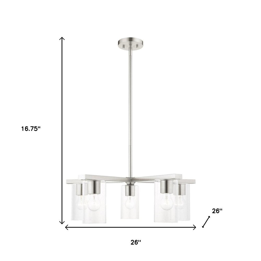 Five Light Dimmable Chandelier With Shades