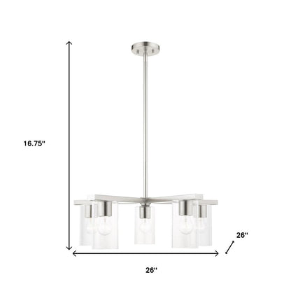 Five Light Dimmable Chandelier With Shades