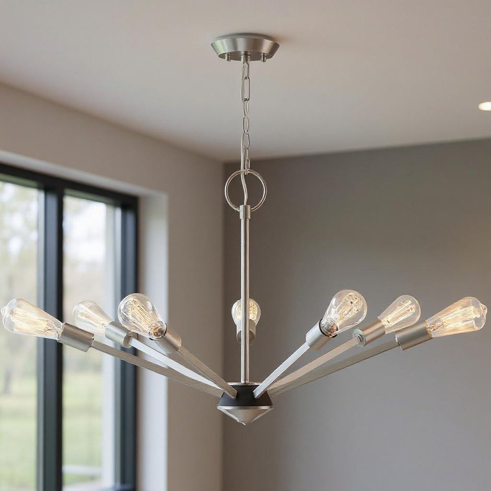 Seven Light Dimmable Chandelier With Shades