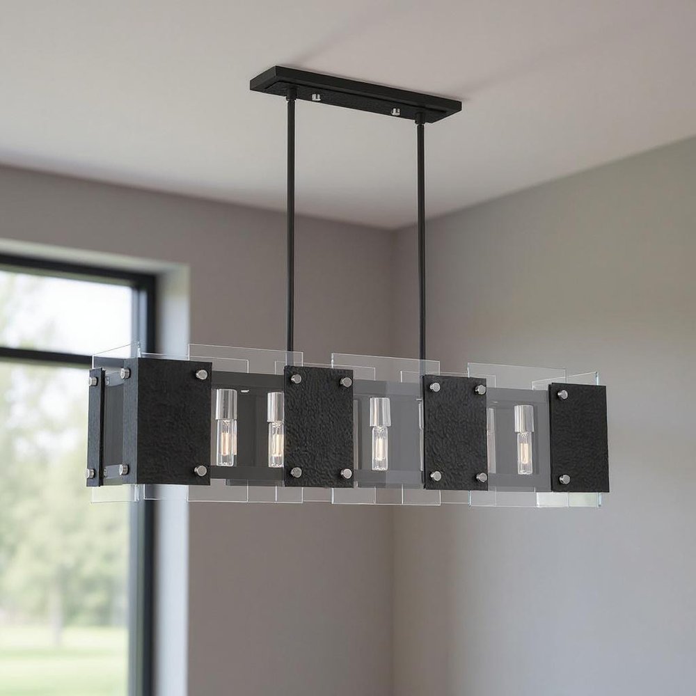 Eight Light Dimmable Chandelier With Shades