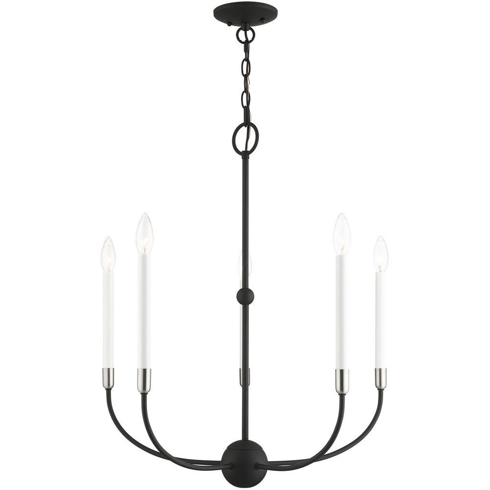 Five Light Dimmable Chandelier With Shades