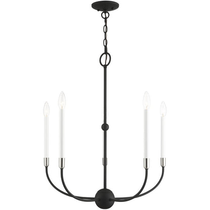 Five Light Dimmable Chandelier With Shades
