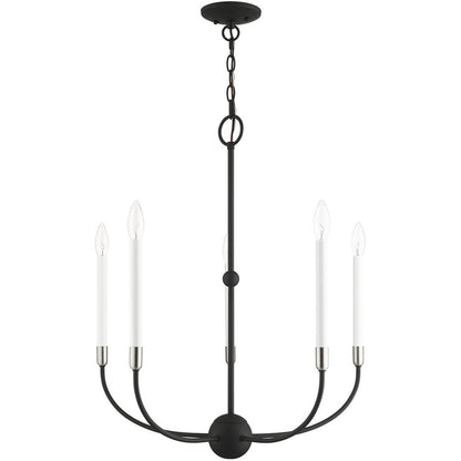 Five Light Dimmable Chandelier With Shades