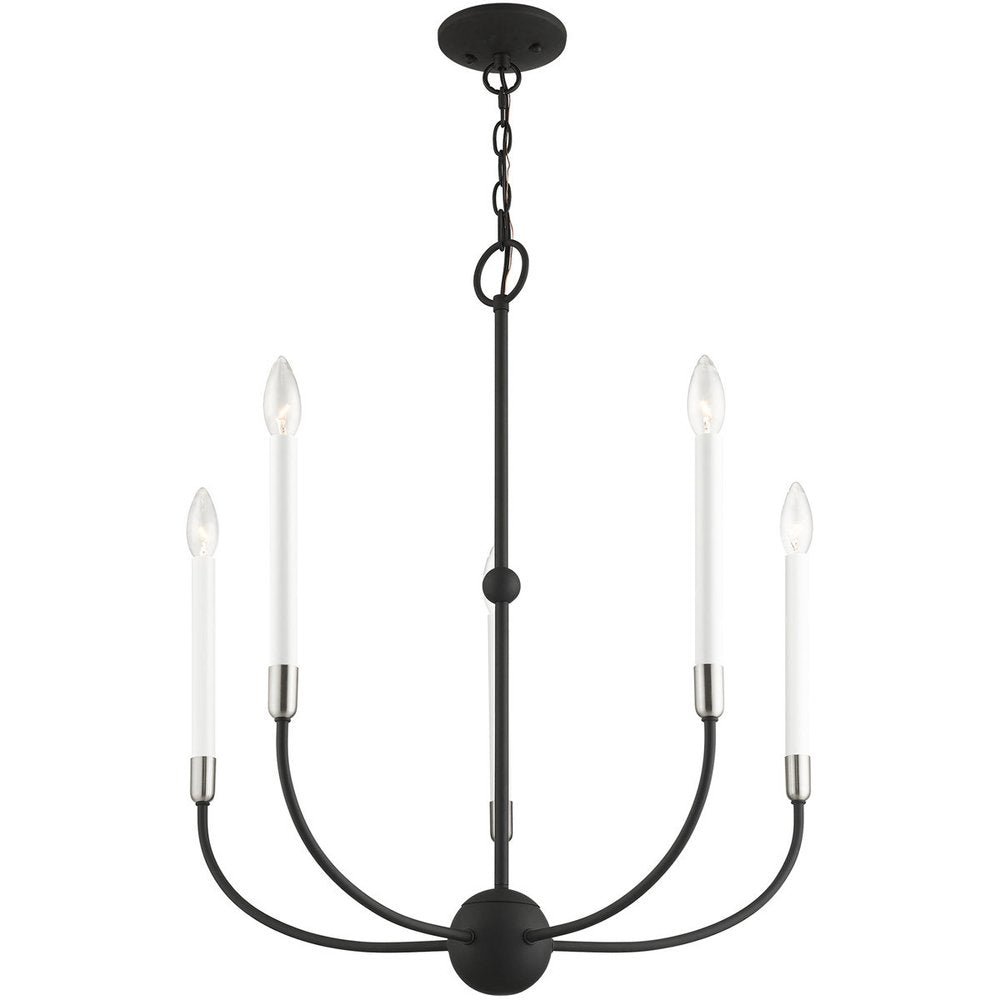 Five Light Dimmable Chandelier With Shades
