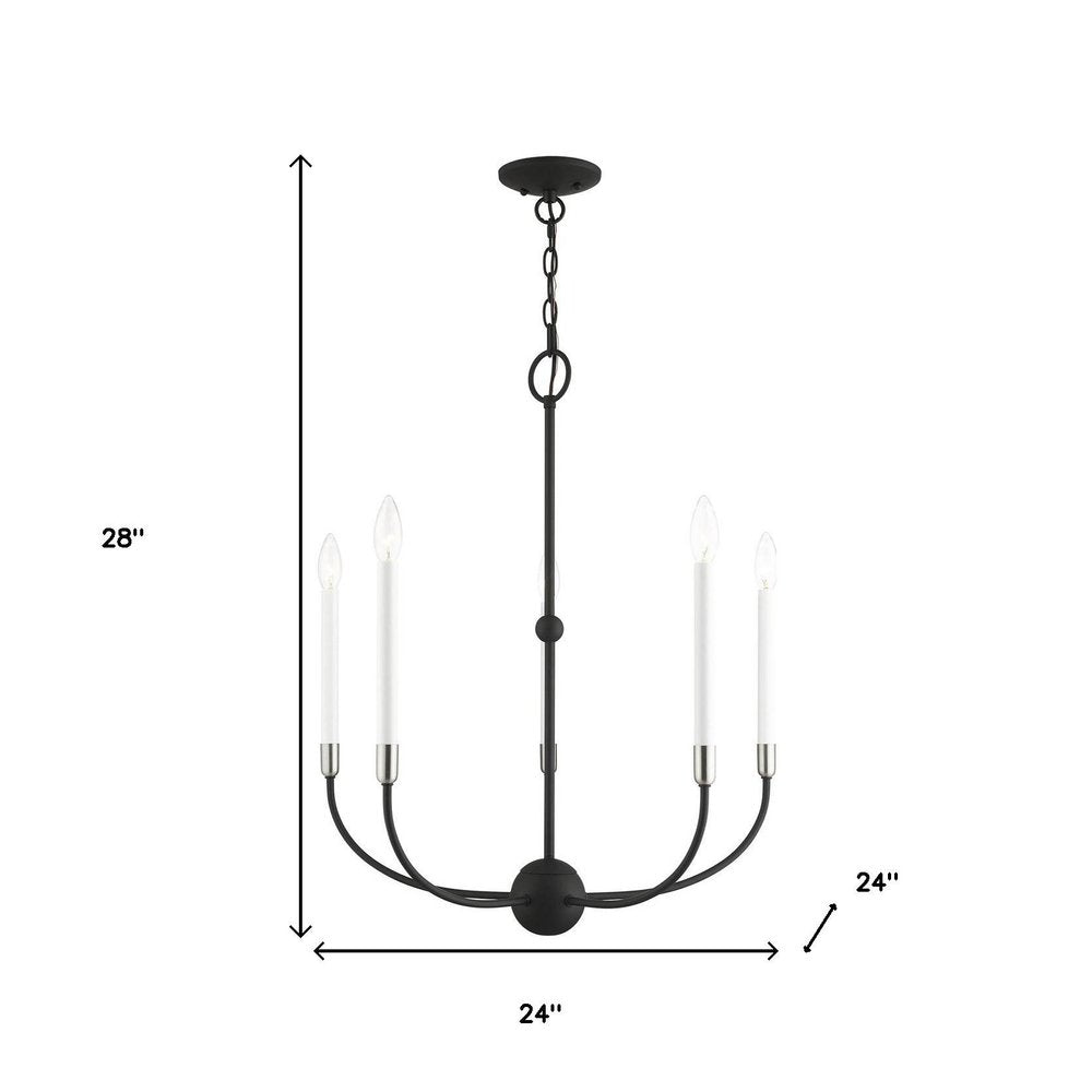 Five Light Dimmable Chandelier With Shades