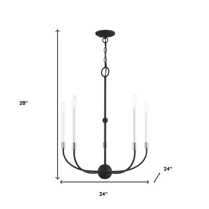 Five Light Dimmable Chandelier With Shades