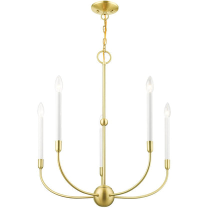 Five Light Dimmable Chandelier With Shades